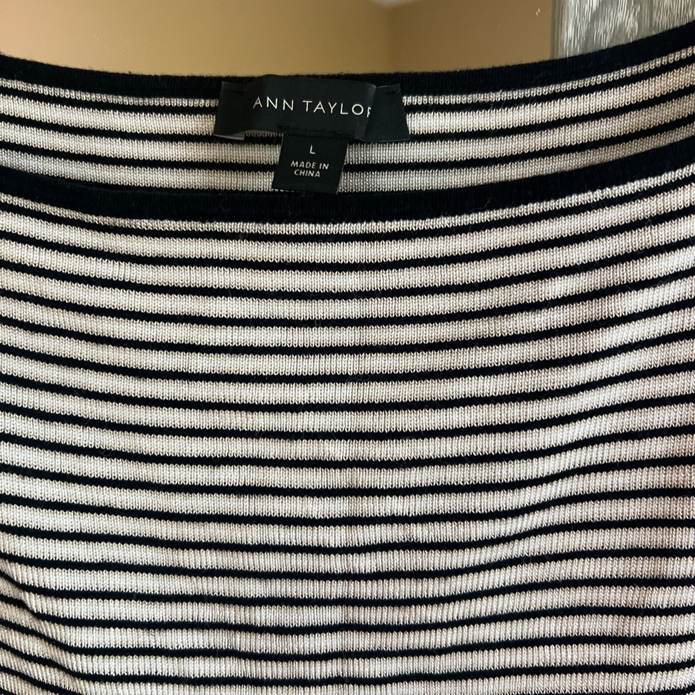 Ann Taylor Monochrome Striped Knit Top